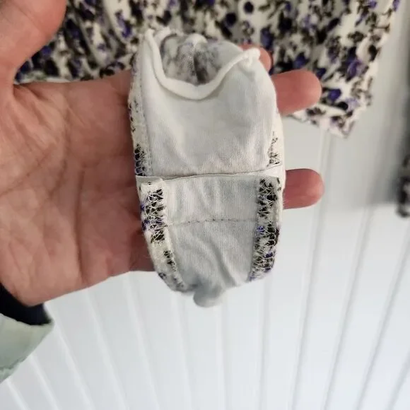 FREE PEOPLE Intimately 'Kaya' Ivory Floral Print Cutout Long Sleeve Bodysuit XS - Picture 6 of 11